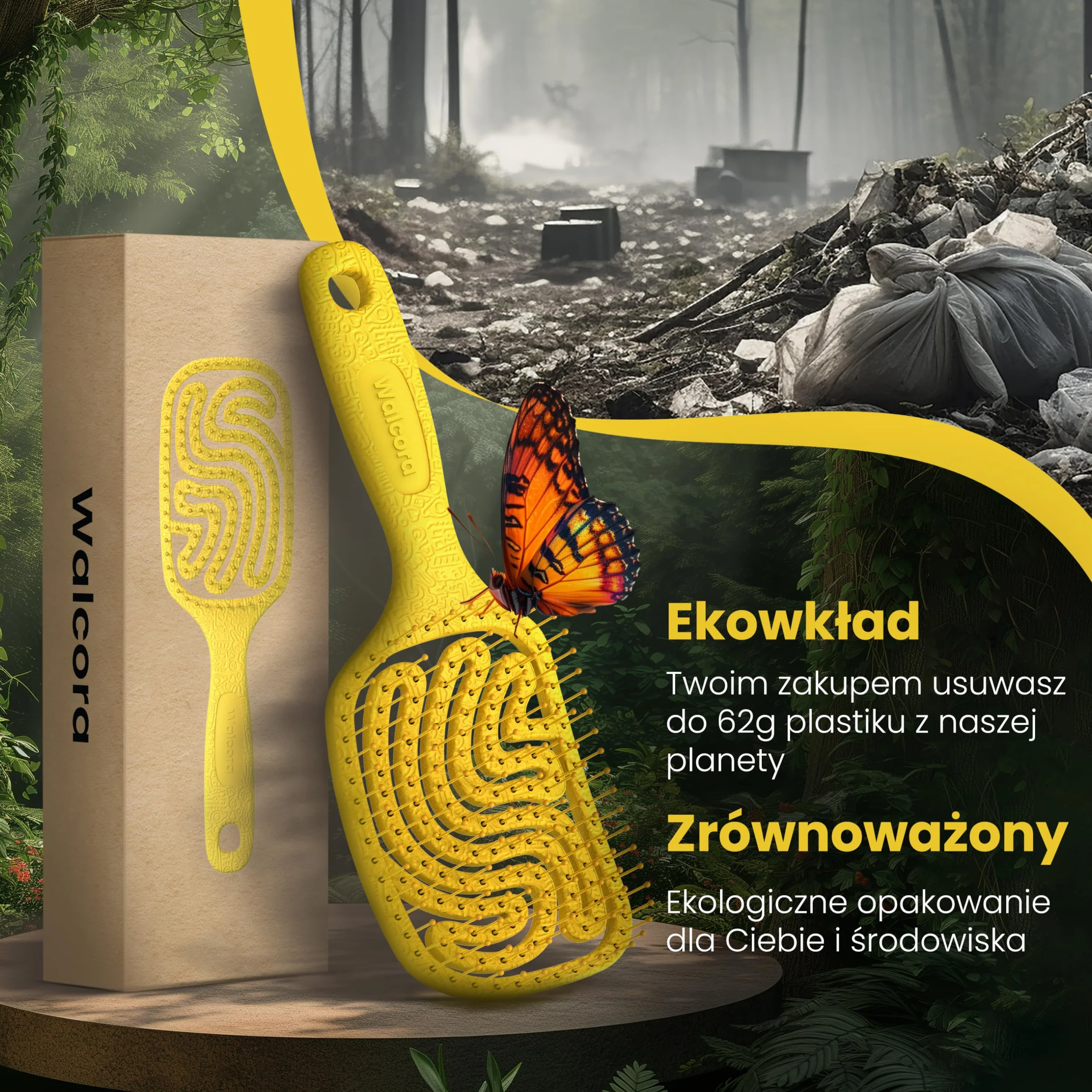 Walcora Szczotka Do Włosów Bez Ciągnięcia – Szczotka Rozplątująca & Detangler Dla Kobiet, Mężczyzn I Dzieci – Do Loków, Mokrych, Cienkich I Długich Włosów – Hair Brush – Żółty