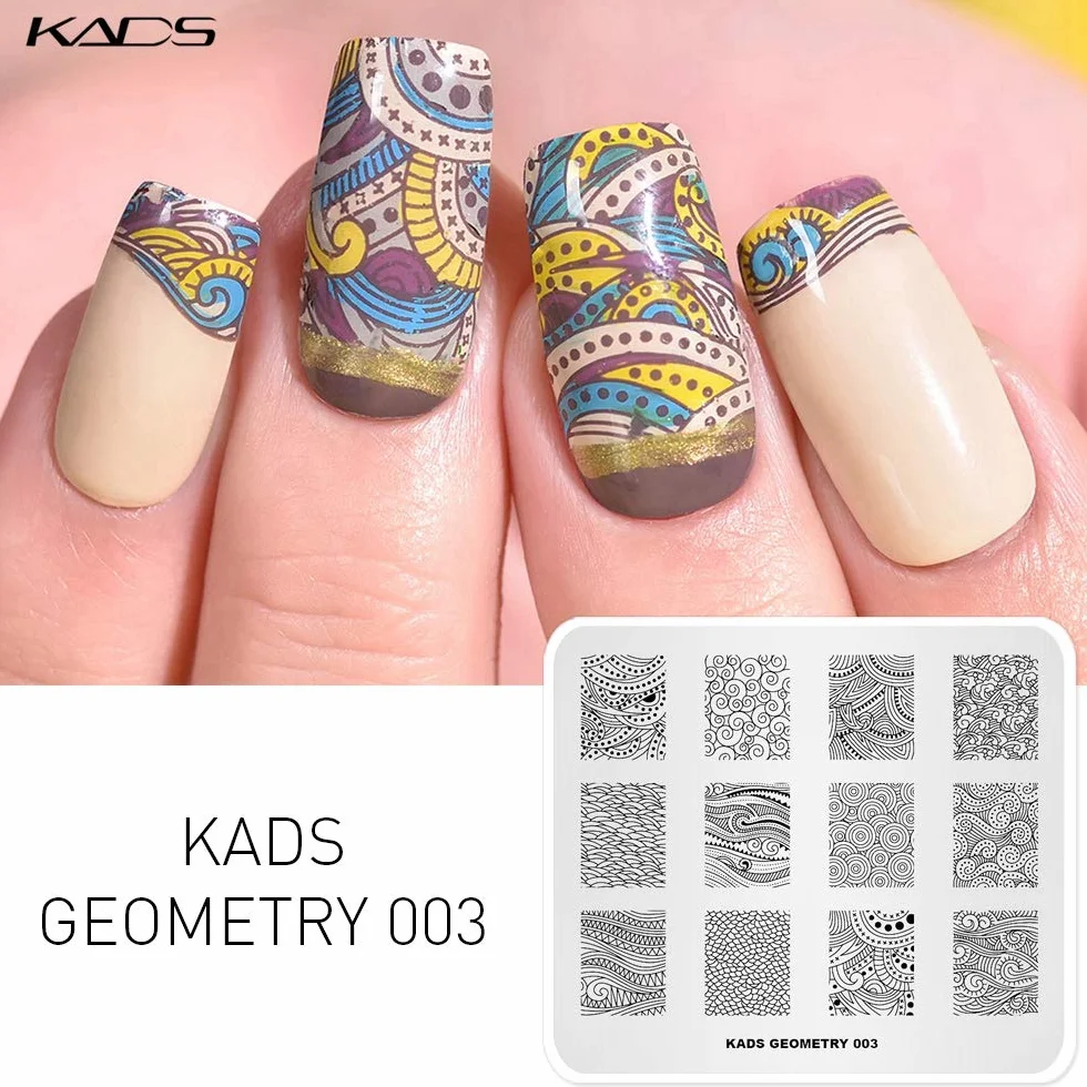 KADS 5 szt. zestaw stempli do paznokci paznokcie sztuka stemplowanie płytka unikalna nieregularna geometria wzór płytka do paznokci szablon płyta obrazowa