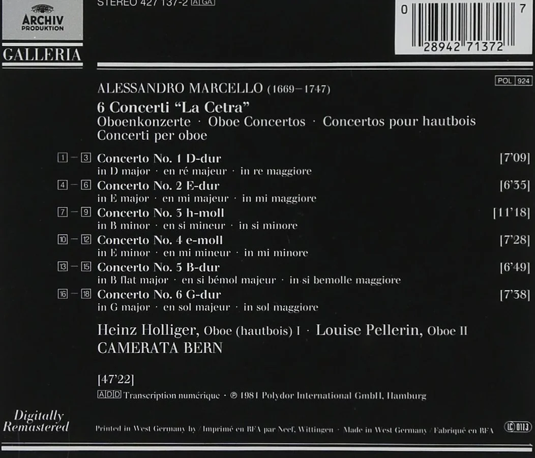 Marcello: 6 Concerti "La Cetra"