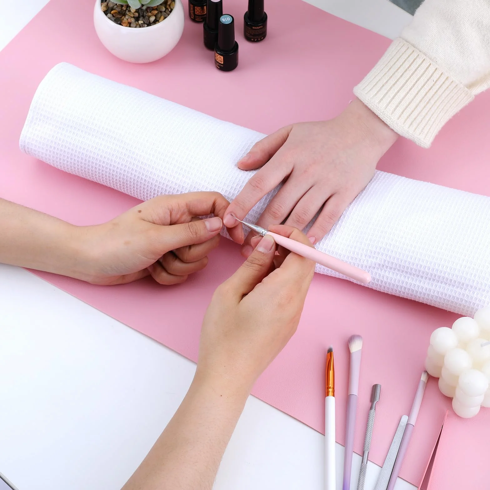 Nailart, składana podkładka pod podłokietniki na paznokcie, miękka poduszka pod nadgarstek ze skóry PU, na paznokcie, podkładka na biurko, do manicure, poduszka treningowa, do wykonywania