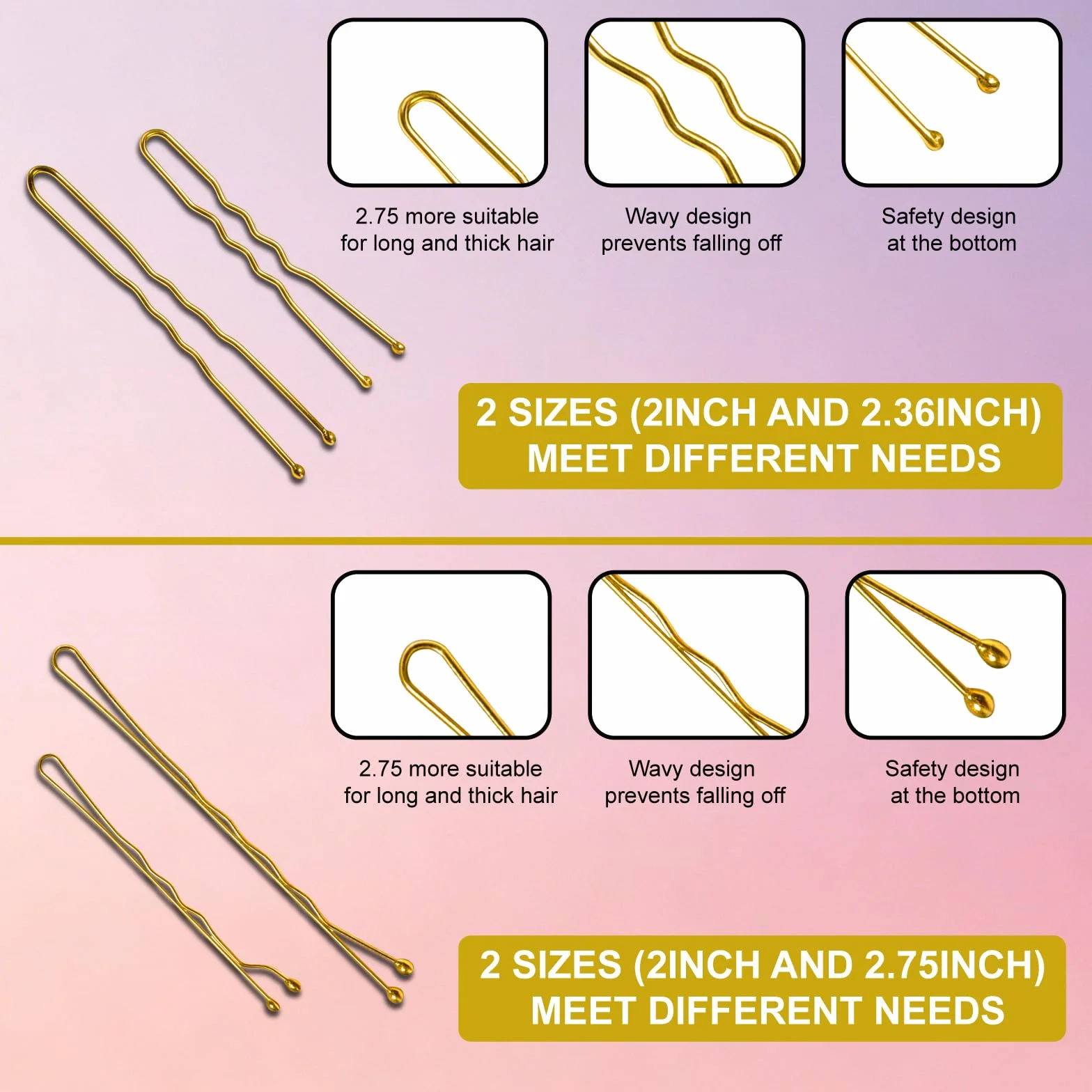200 sztuk szpilek do włosów Bobby Pins złoto, spinki do włosów, szpilki do włosów dla kobiet i pań, spinki do włosów, akcesoria do włosów, piny do kokad, do ozdoby włosów, z 100 sztuk niewidocznych