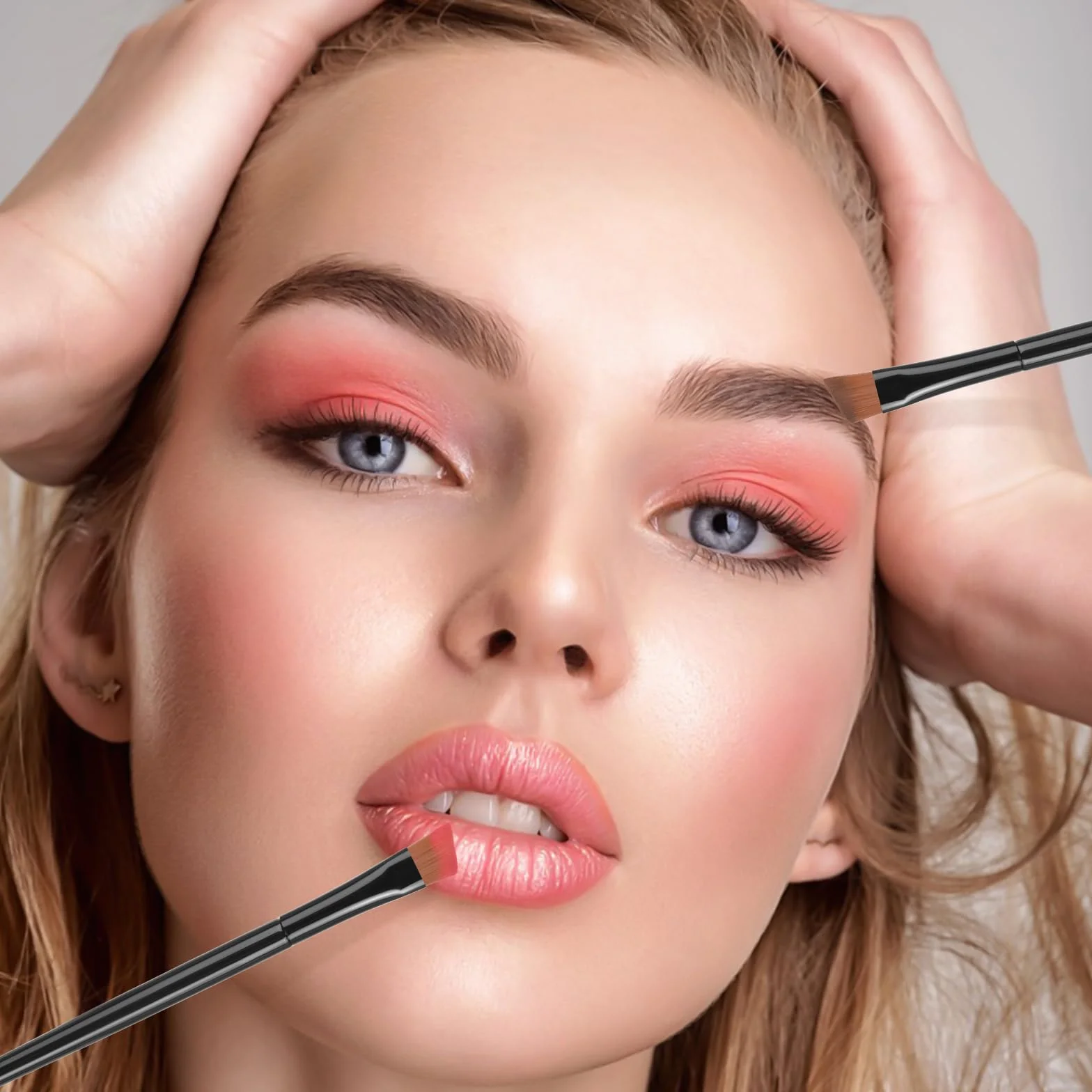 Prasacco 50 sztuk pędzli do brwi, zakrzywiony pędzel do eyelinera, pędzel do cieni do powiek, pędzel 10 cm, mały płaski pędzel, wielofunkcyjny pędzel do makijażu eyelinera, brwi, szminki, różu