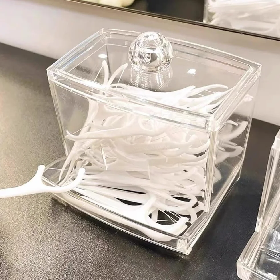 AUNMAS Waciki z końcówką Q-tip Box organizer do przechowywania kosmetyków przezroczysty dozownik plastikowy kanister przezroczysty uchwyt etui do domu
