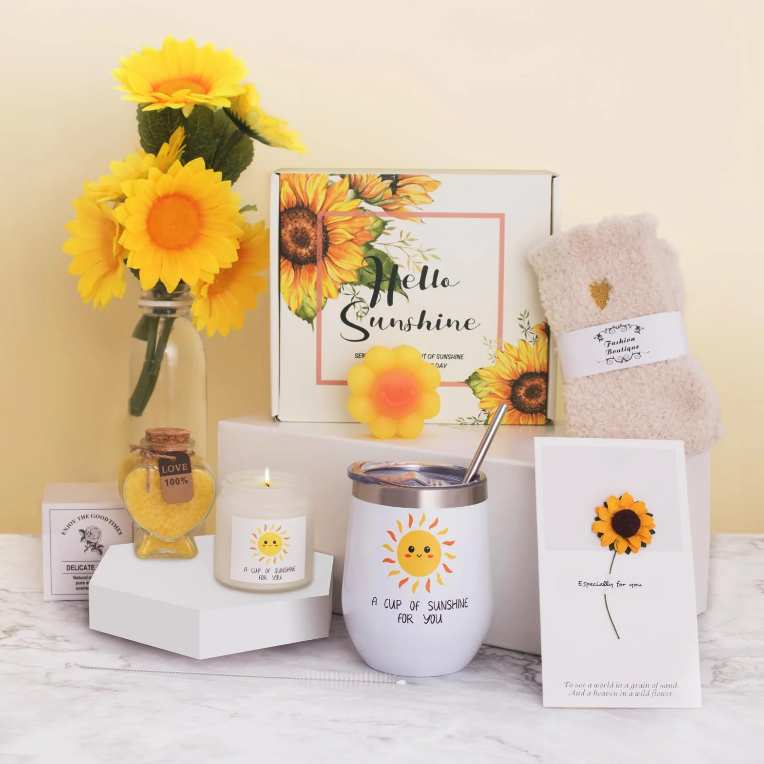 Zestaw do kąpieli Cheer Up Sunflower dla kobiet, prezent urodzinowy