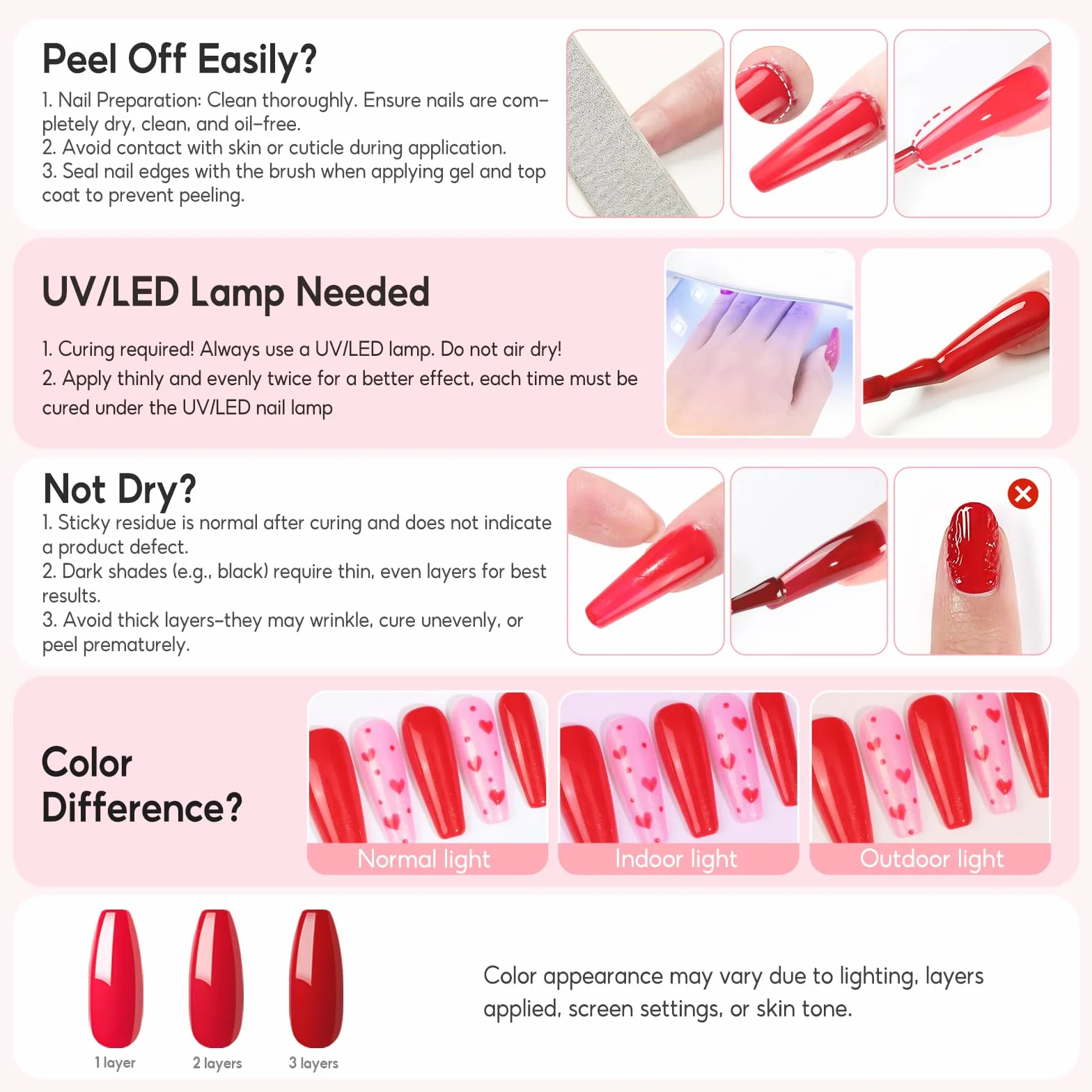 PEACECOLOR 10 ml Lakier żelowy do paznokci Jasnoróżowy Soak Off Lakier do paznokci UV Profesjonalny salon & domowe użycie Nail Art DIY w domu