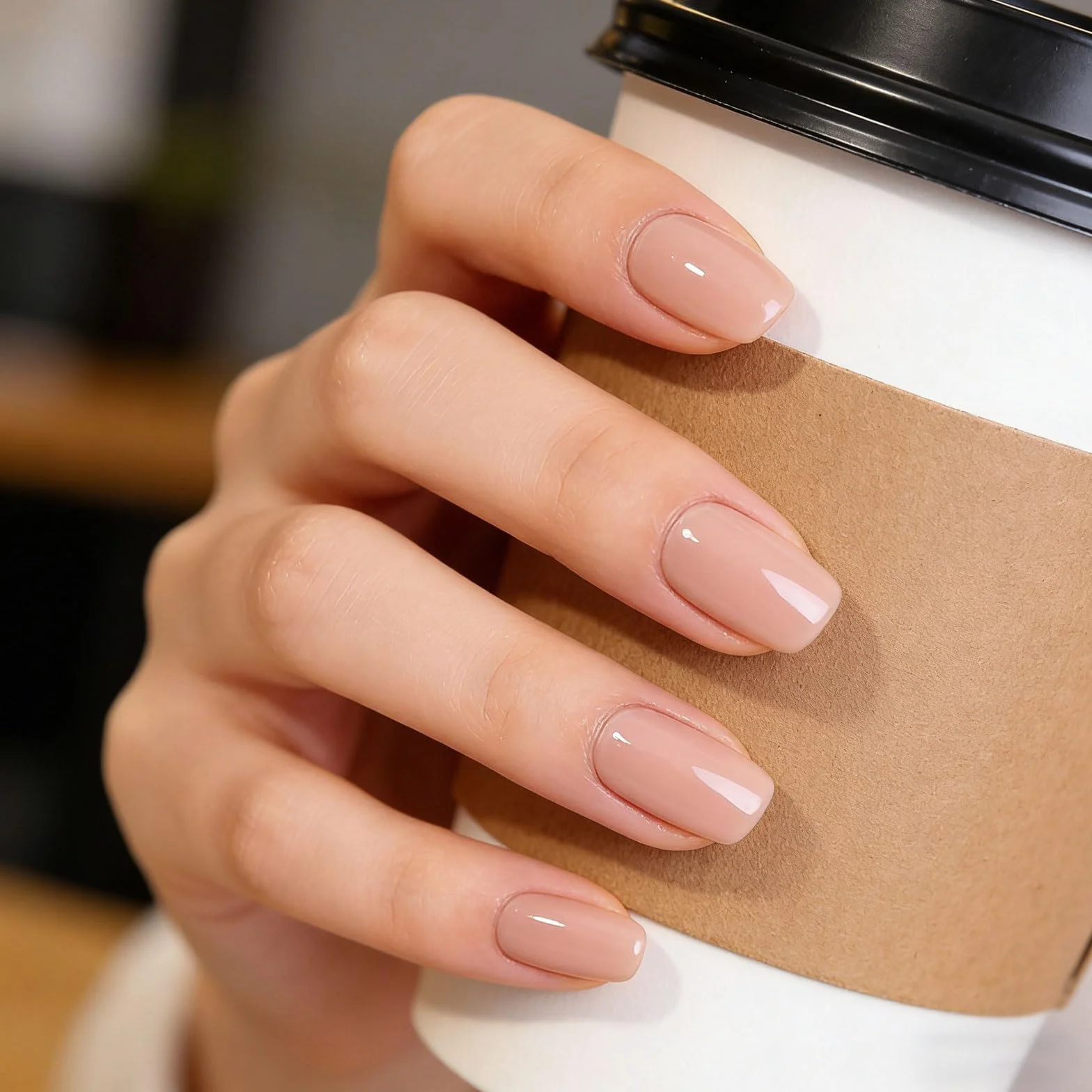Press On Nails, krótkie, miękkie, nagie kwadratowe sztuczne tipsy zestaw z 30 naklejkami wielokrotnego użytku dla kobiet