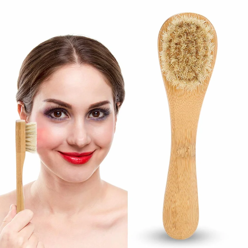 Dry Brush For Face Wooden Handle Exfoliating Body Brush
