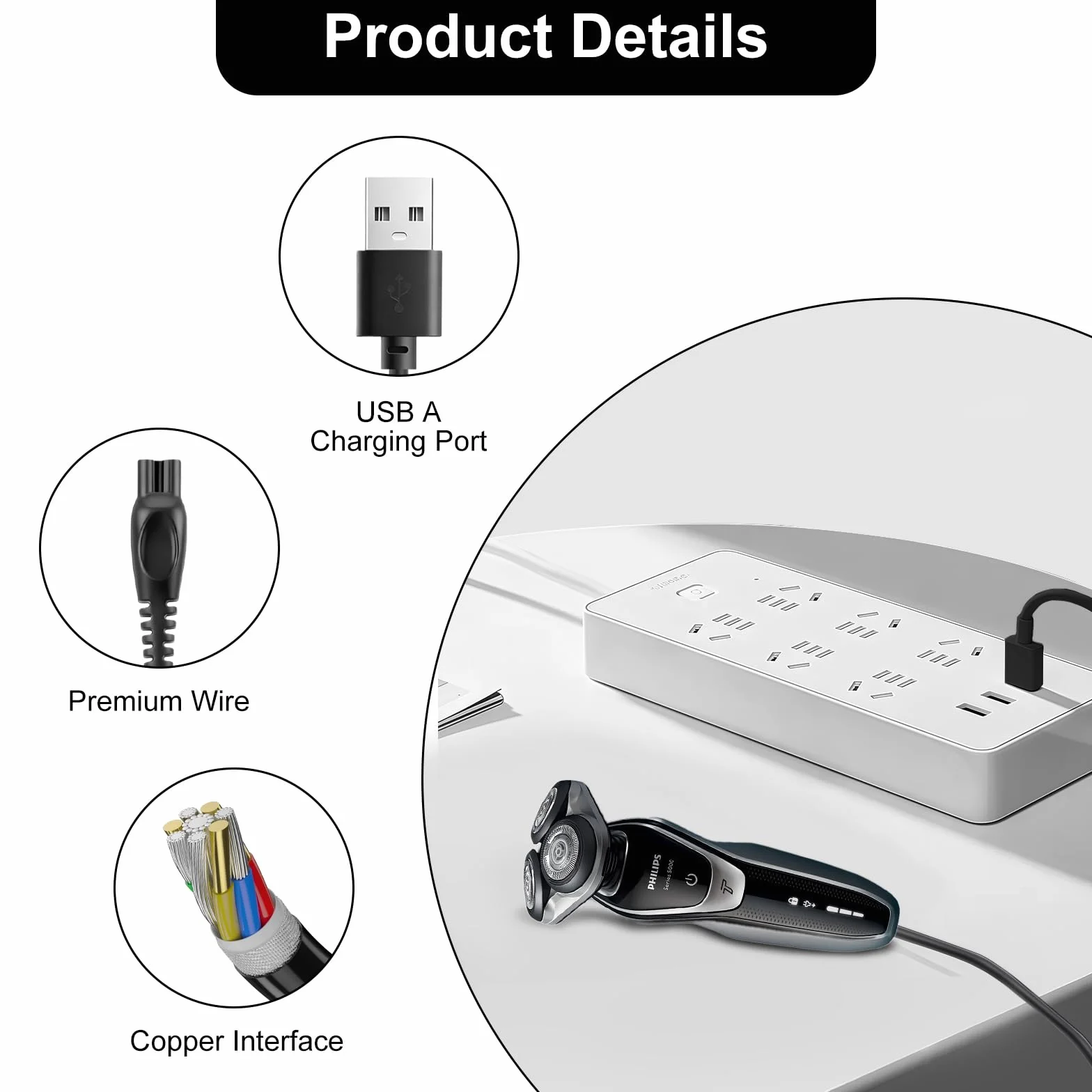 flintronic 5V ładowarka kompatybilna z Philips One Blade 360 QP2824 QP2734 QP2834 QP1924 QP4631 MG5910 MG7910 MG7950 MG9525 MG9510 X3052