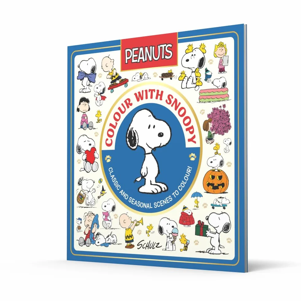 Official Peanuts: Colour with Snoopy: ALL NEW, celebrating 75 years of Peanuts, a collection of classic colourings for fans of the film, comics and tv shows