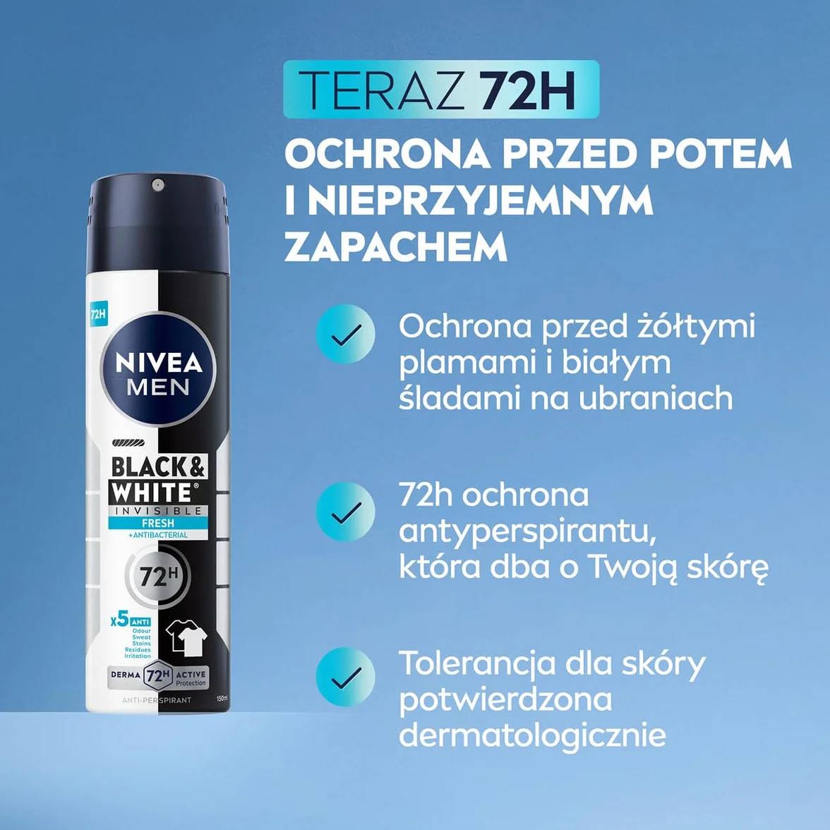 NIVEA MEN Black & White Fresh Antyperspirant spray 150 ml