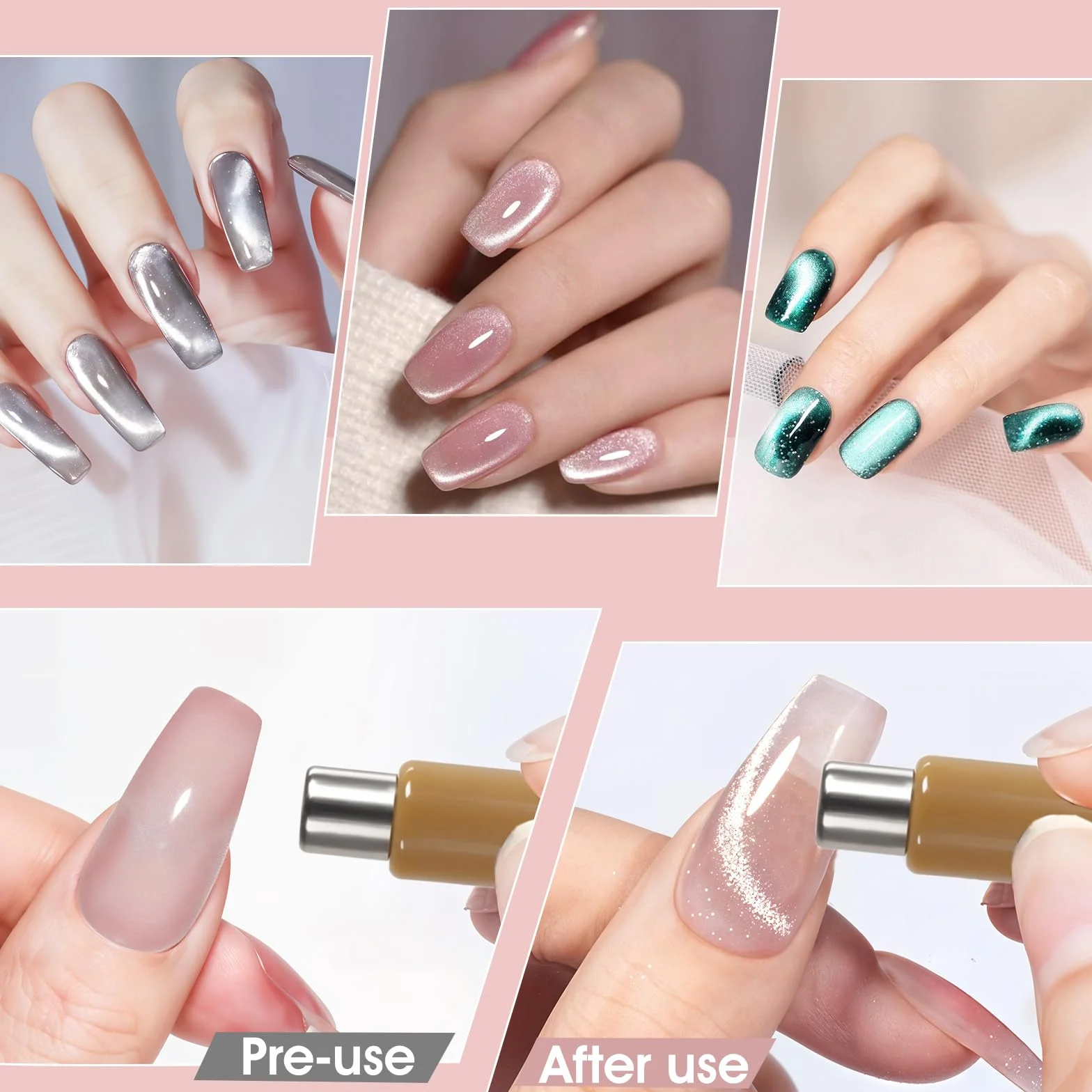 Andibro 8 sztuk narzędzi do zdobienia paznokci magnetyczny zestaw DIY 3D Cat Eye Stick