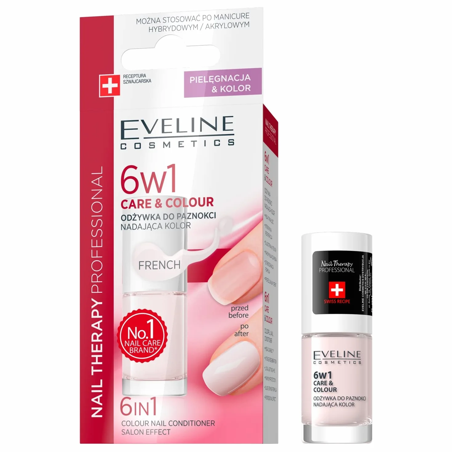 Eveline COLORFUL NAIL CONDITIONER CARE COLOUR NAIL 6 w 1 French by Clear 5 ml