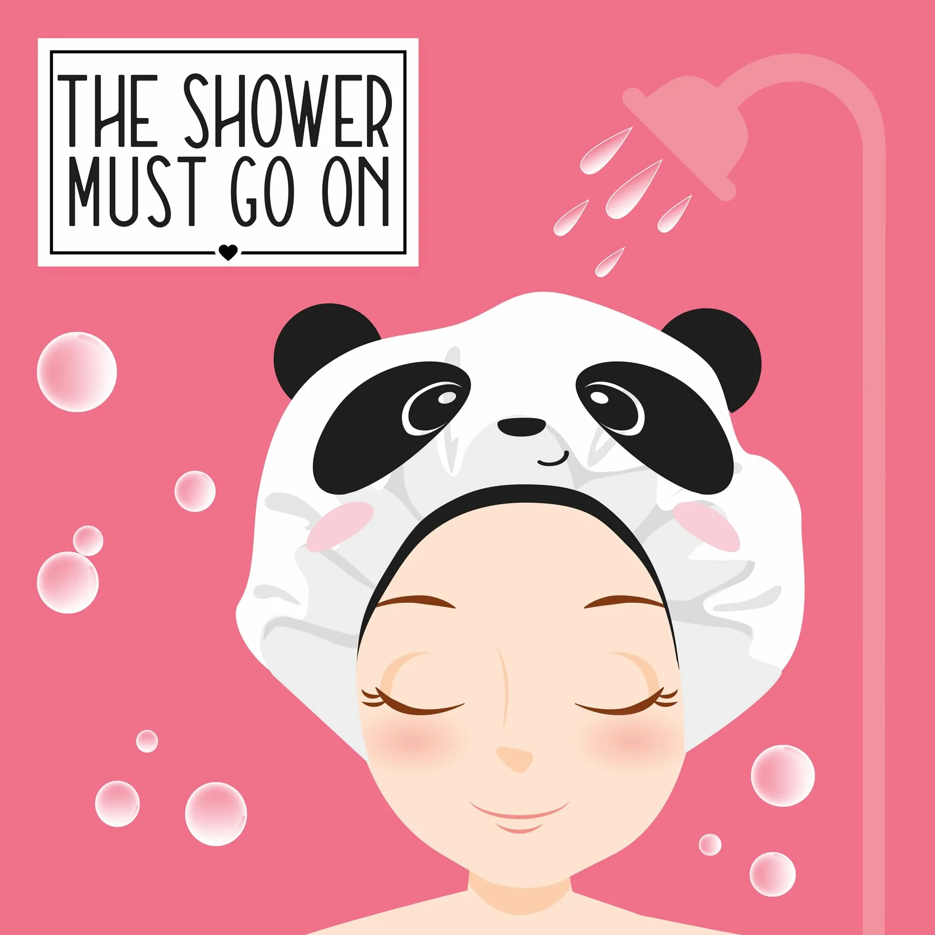 Legami - Słuchawki prysznicowe The Shower Must Go On, wielokrotnego użytku wodoodporna, elastyczna krawędź, jeden rozmiar, materiał EVA, motyw Panda