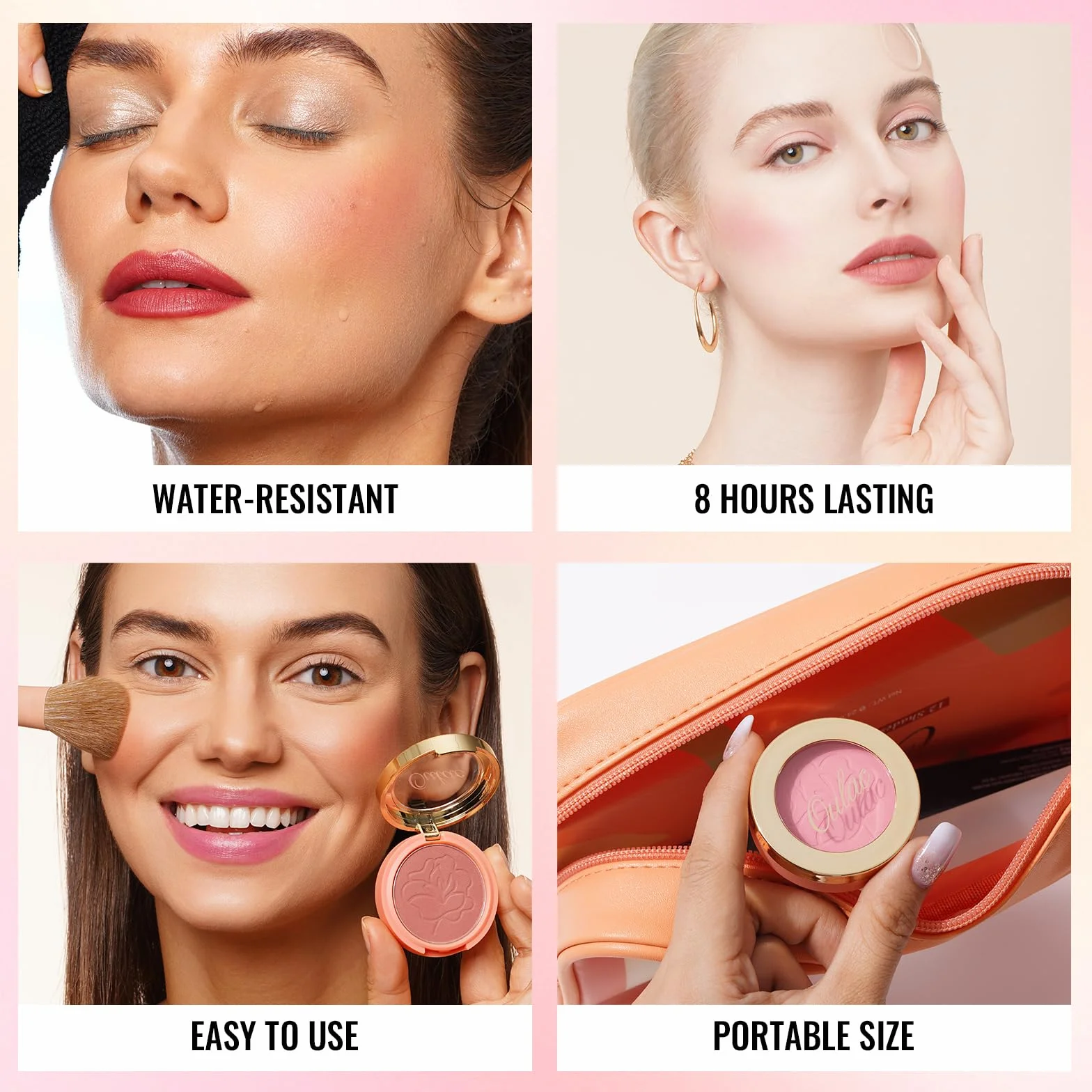 Oulac Satin Blush Make up, rozświetlacz z rumieńcem, długotrwały róż do makijażu, ST07 Pink Poppy