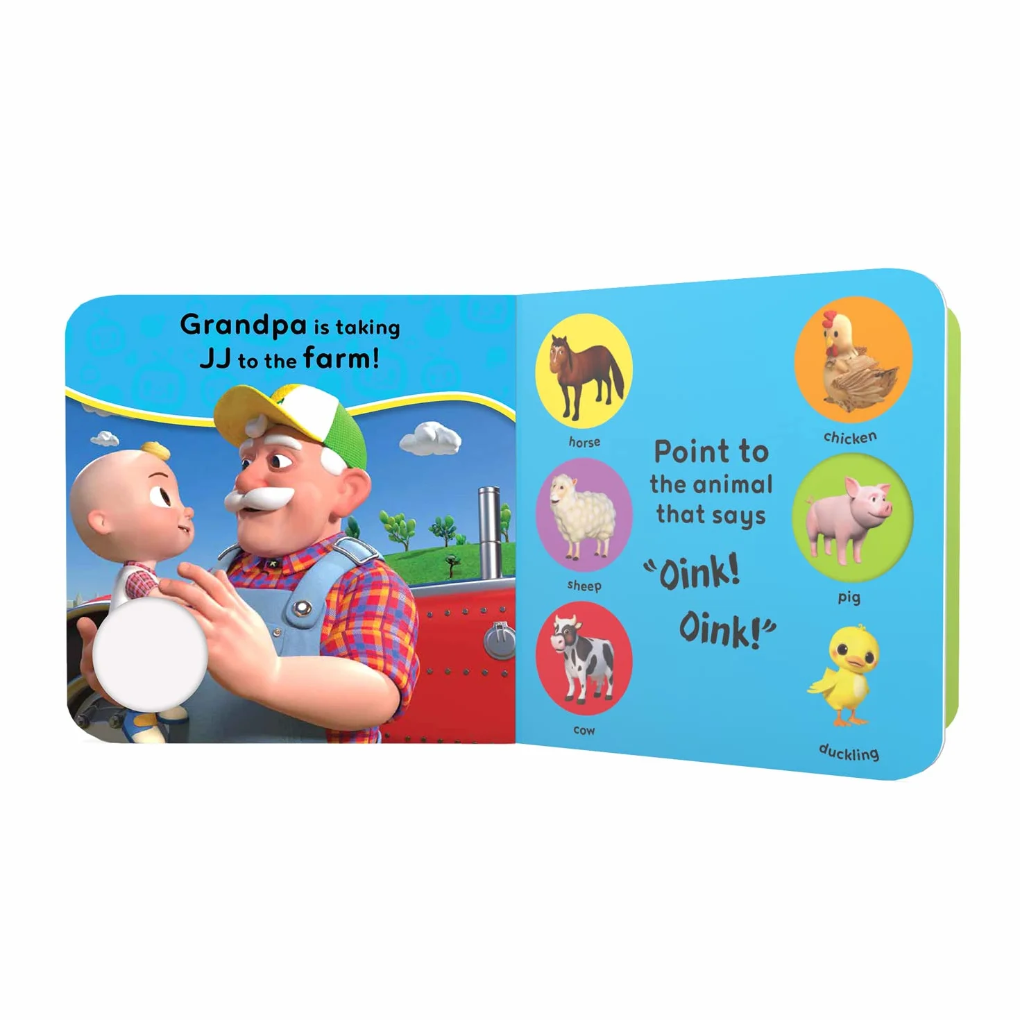 Cocomelon: Old MacDonald’s Farm: A peep-through book: Learn fun animal sounds with JJ and Grandpa in this interactive illustrated board book for kids aged 1, 2, 3 and 4 years