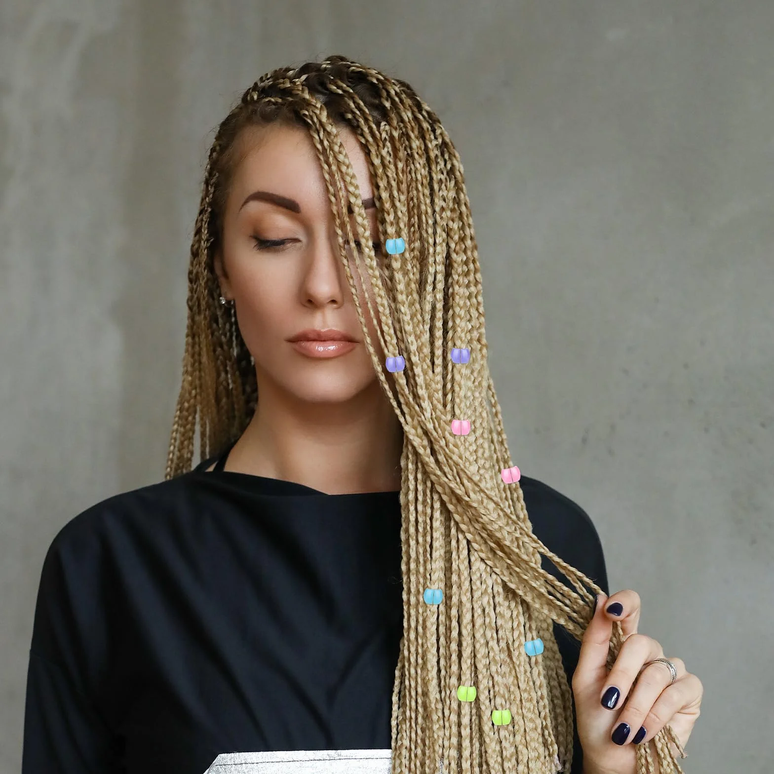 Giantree Mini Spinki do Włosów 100 Szt., Tęczowe Plastikowe Dekoracje do Warkoczy