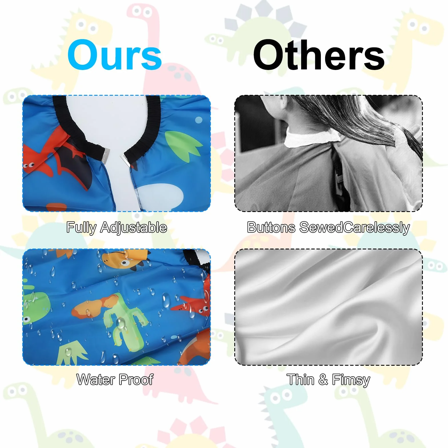 Peleryna fryzjerska dla dzieci - zestaw, peleryna fryzjerska w kształcie kreskówkowego dinozaura, regulowana peleryna fryzjerska, peleryna do strzyżenia włosów dla dzieci, peleryna