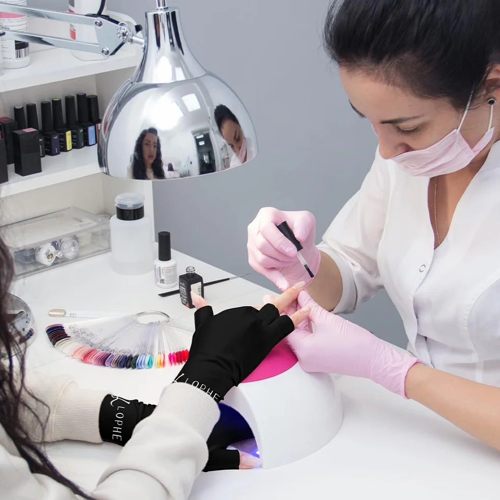LOPHE Damskie rękawiczki anty-UV bez palców, żelowe rękawice do manicure'u, ochrona przeciwsłoneczna UPF200+ do żelowego manicure'u / roweru/jazdy samochodem/fitness/wędkarstwa, elastyczny, lekki