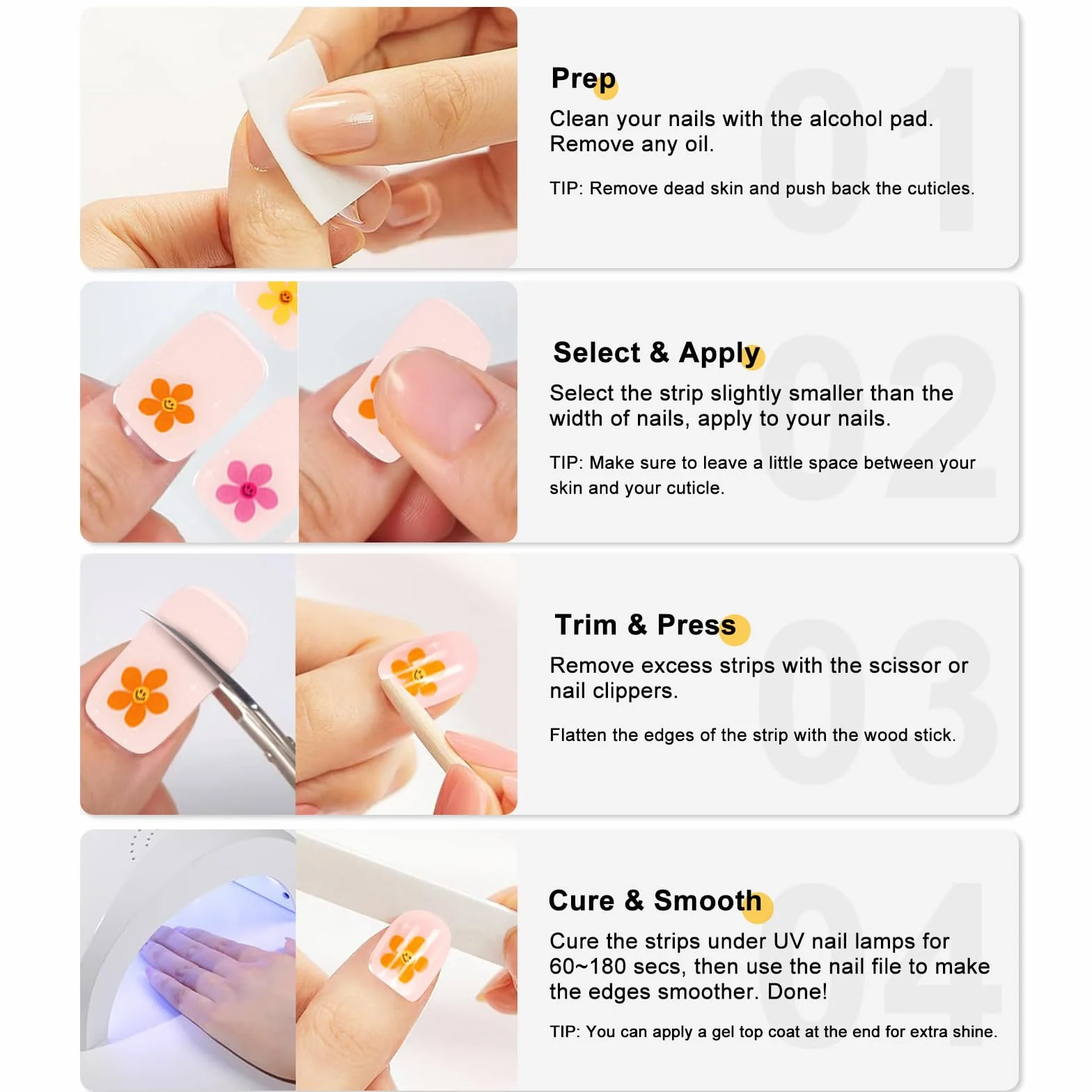 Żelowe paski do paznokci 20 szt. wodoodporne samoprzylepne naklejki do manicure francuskiego