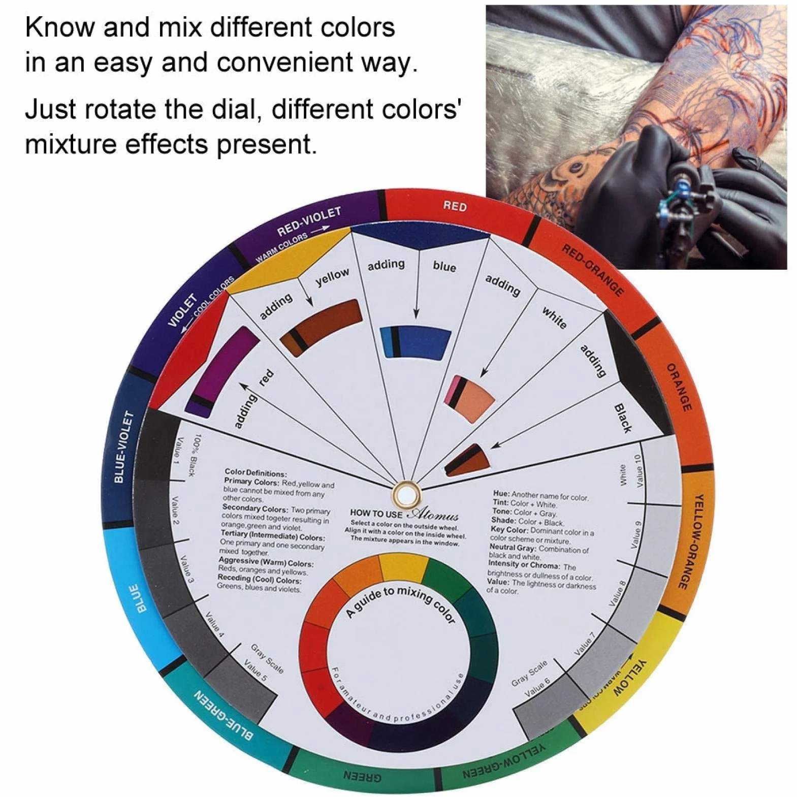 Tattoo Color Wheel Color Mix Guide Chart for Permanent Makeup Pigment Supplies
