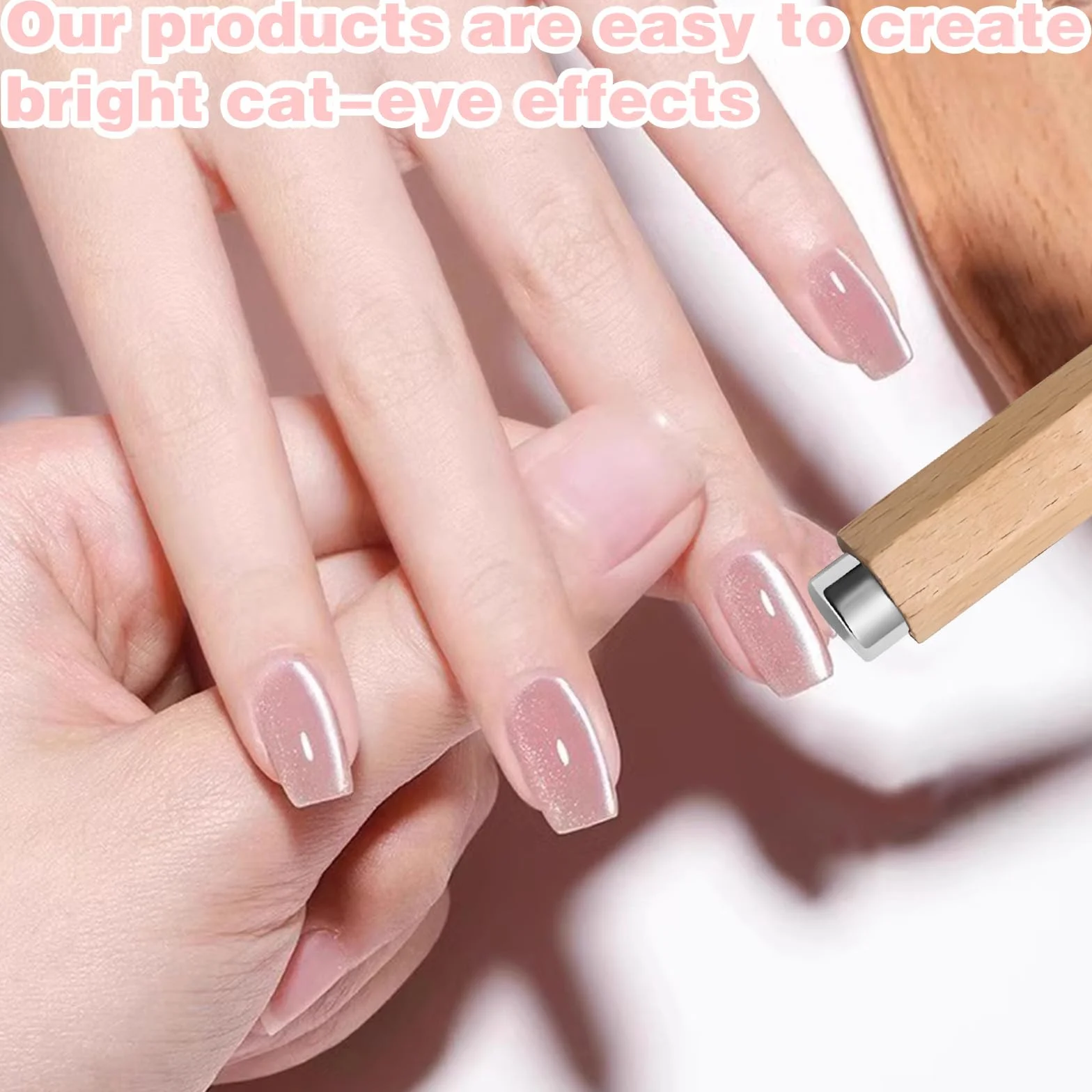 Magnes do paznokci Cat Eye 3 w 1 drewniany uchwyt magnetyczny