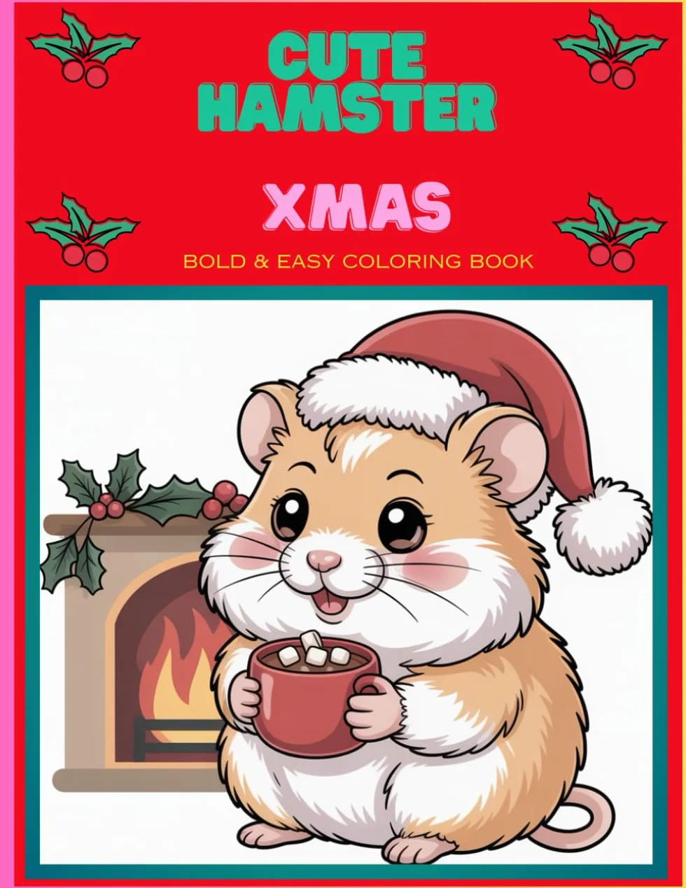 CUTE HAMSTER XMAS: Bold & easy coloring book