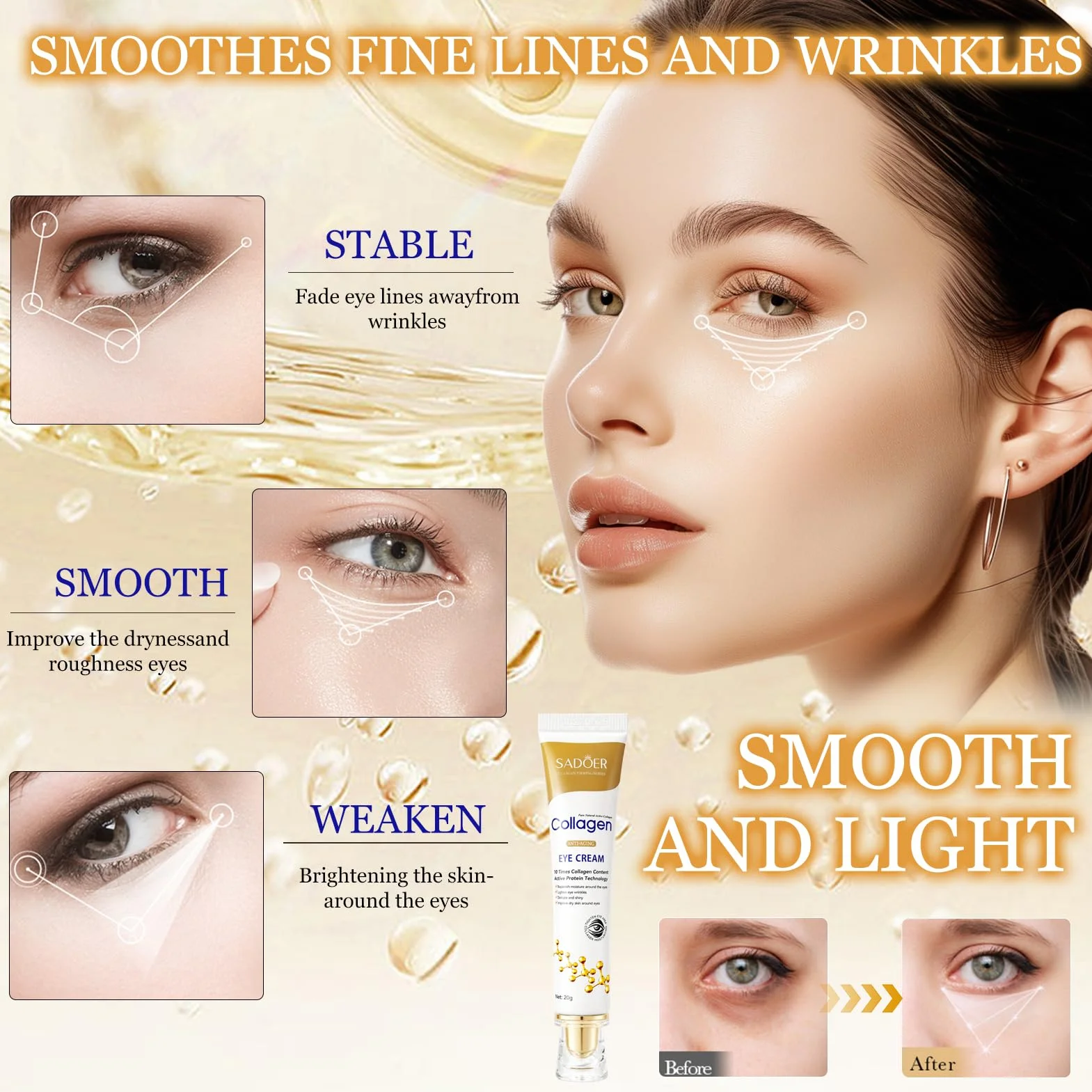 Rapid Wrinkle Repair krem pod oczy z kolagenem retinolem i kwasem hialuronowym przeciw zmarszczkom